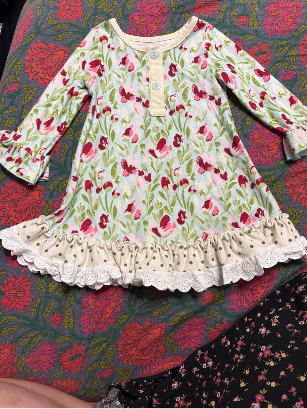 SweetHoney Pastel Floral Baby nightgown— Pink & Green